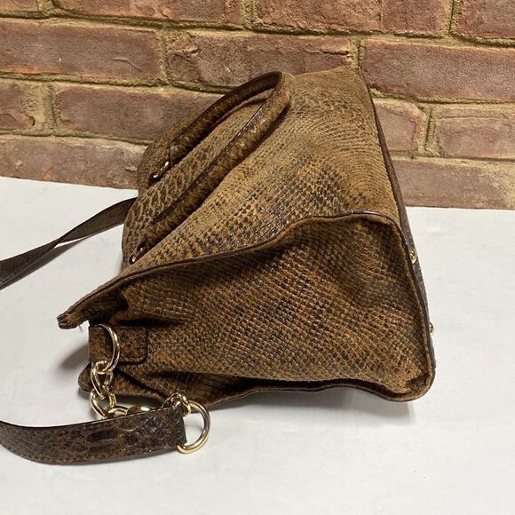 Michael Kors Hamilton Brown Python Snakeskin Leather Bag - Picture 6 of 16